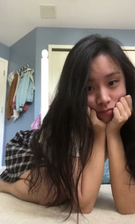 Horny Petite Snapchat Asian with Pierced Septum Touching Herself After College