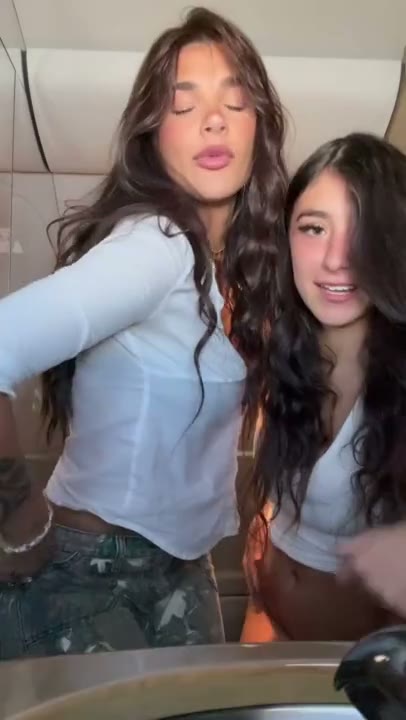 Dirty Friends Make Out and Rub Their Pussy Together in the Restroom of an Airplane
