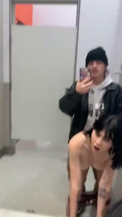 Hot Young Couple Snap Fuck in Public Changing Room for a Quick Cum